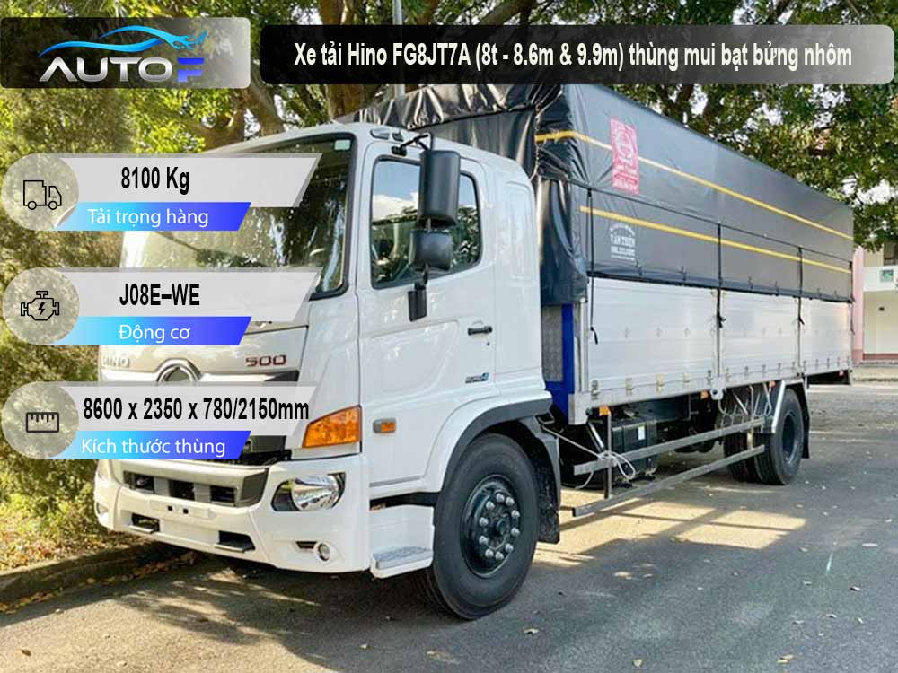 Xe tải Hino FG8JT7A (8t - 8.6m & 9.9m) thùng mui bạt bửng nhôm
